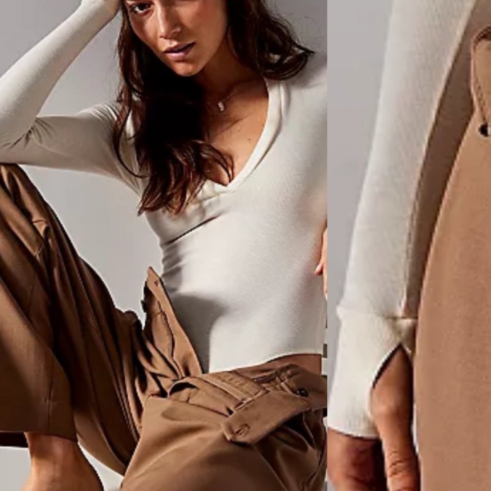 🔖 FREE PEOPLE Do It Right Bodysuit Collar Ivory Intimately FP011423CY